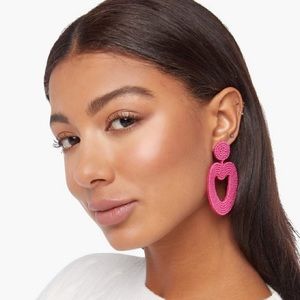 NWT JustFab Flexible Beaded Heart Earrings in Blush